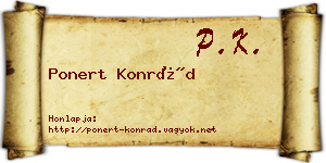 Ponert Konrád névjegykártya